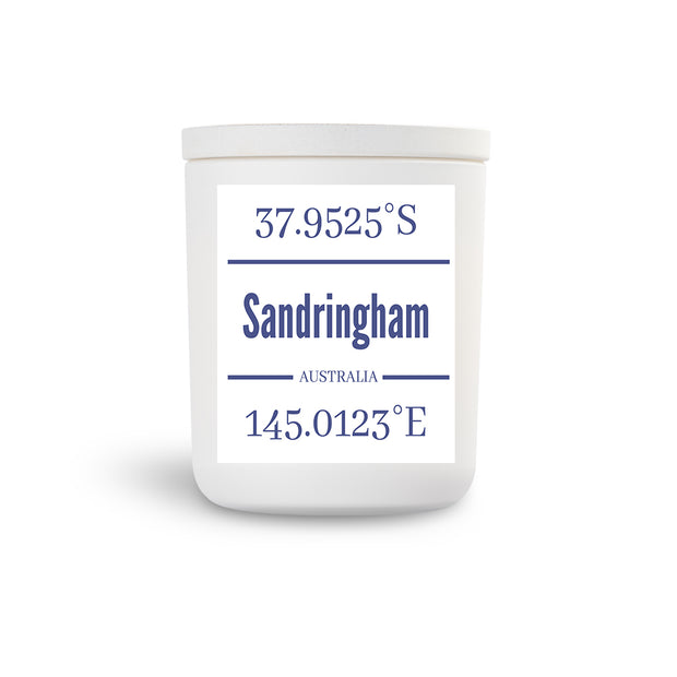 Sandringham boho soy scented hamptons luxury candle australian handmade white and amber vessel